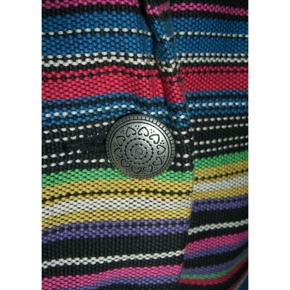 Vintage 80s Rainbow Striped Oversized Blazer Bohemian Southwestern Boho Festival - Picture 8 of 11